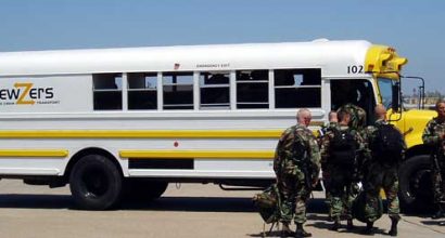 Soldier's Boarding Shuttle Bus