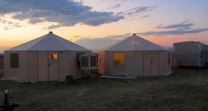 Octagon 20' Tent at Sunset