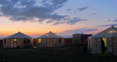 Octagon 20' Tent at Sunset 2