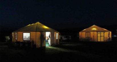 Octagon 20' Tent at Night