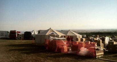 Octagon 20' Tents at Sunset 2