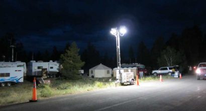 Base Camp with Light Towers